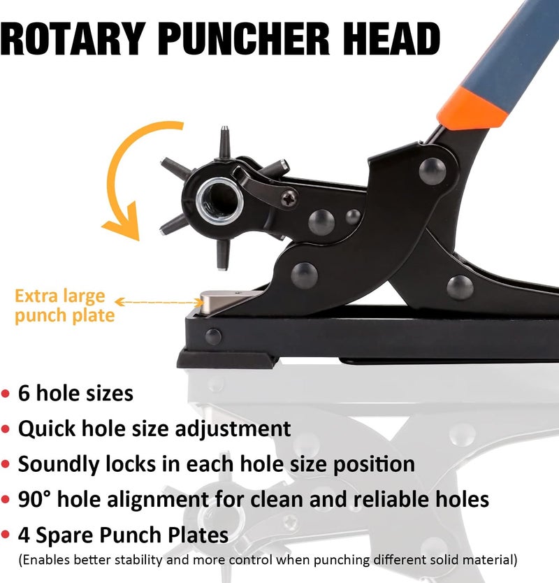 KingTool Desktop Leather Hole Punch Set, Super Heavy Duty Rotary Puncher, Multi Hole Sizes Maker Tool, Make Hole Punch Easier - Image 4